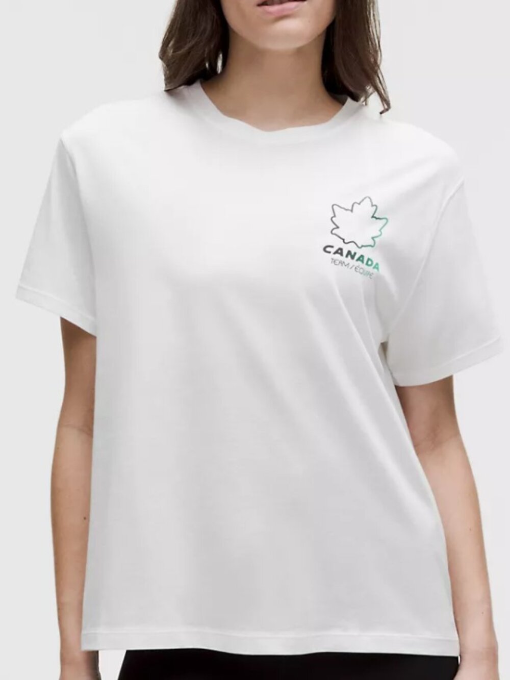 LULULEMON Team Canada Women's White Cotton Jersey T-Shirt COC Logo NWT Size 14